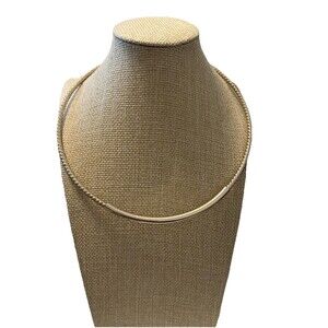 Gold tone collar necklace 14” Round Omega